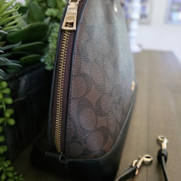 Coach Sierra Satchel In Brown Signature Coated Canvas With Black Leather Trim - Picture 4 of 13